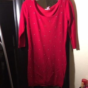 Red bedazzled dress. ❣️